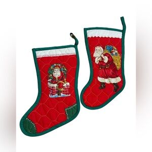 Vintage Festive Red Quilted Christmas Stockings